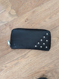 Ladies Black Zip Purse With Diamonte Detail