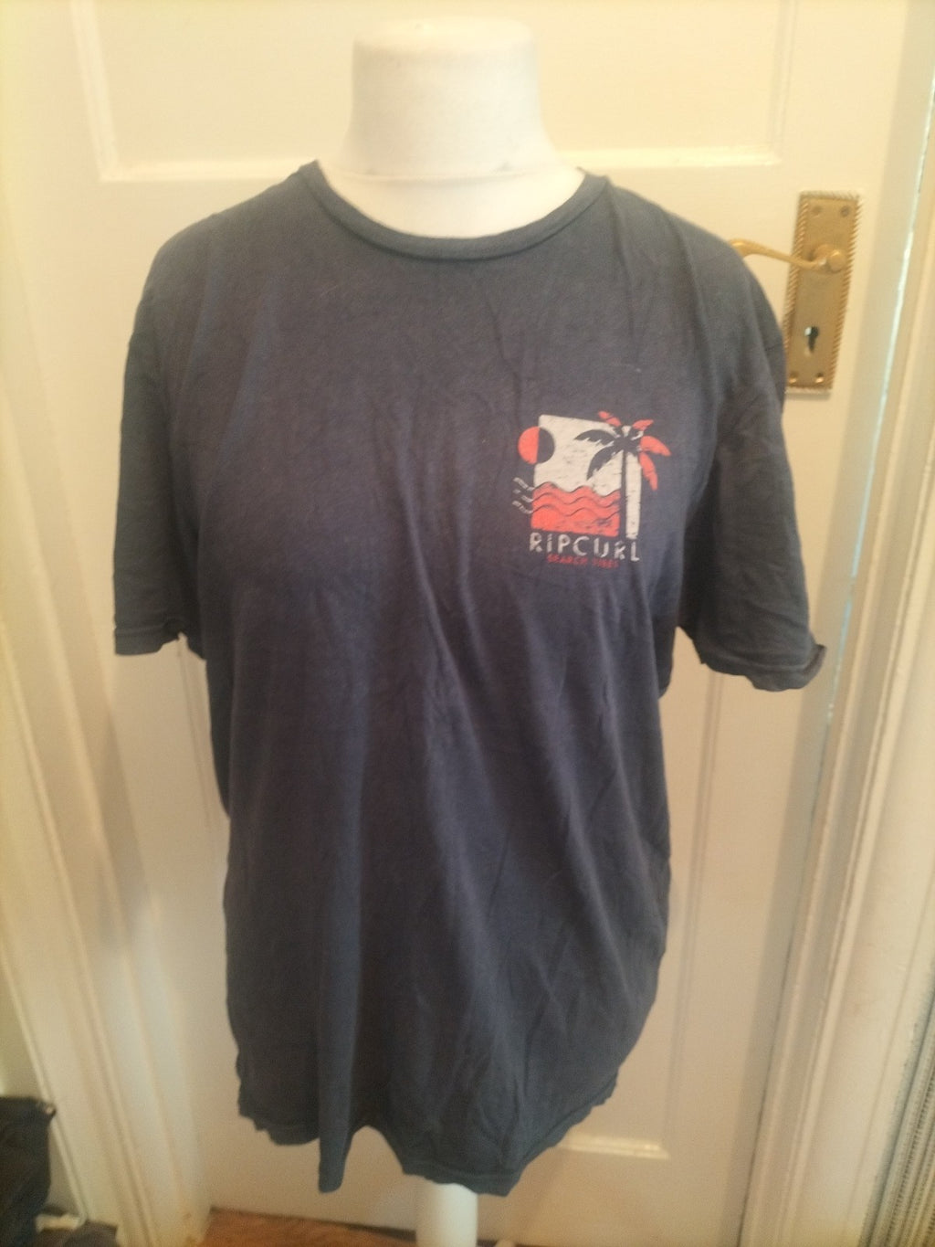 Mens Rip Curl Large Standard Fit Navy T-shirt Short Sleeved