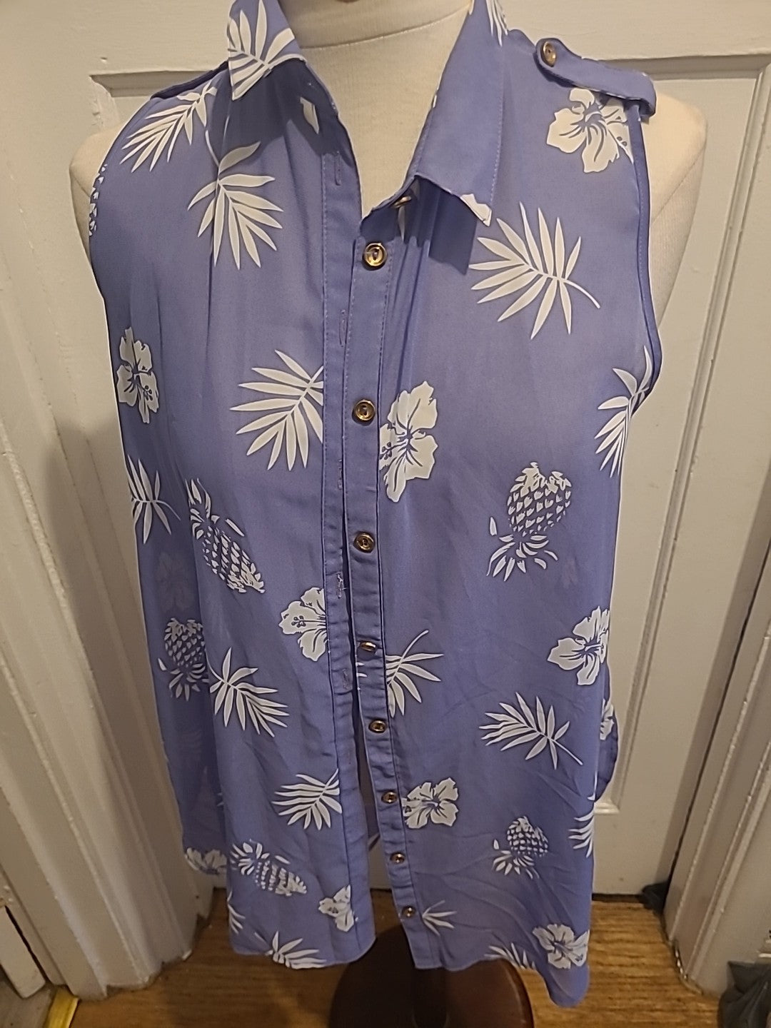 Ladies Innocence Size 16 Purple White Floral Sleeveless Cardigan