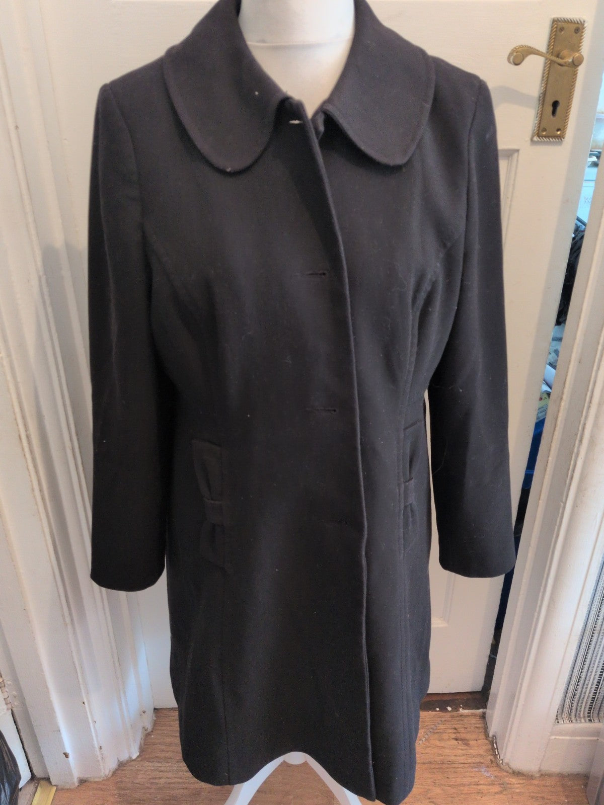 Ladies Wallis 18 Black Long Length Lined Padded Jacket