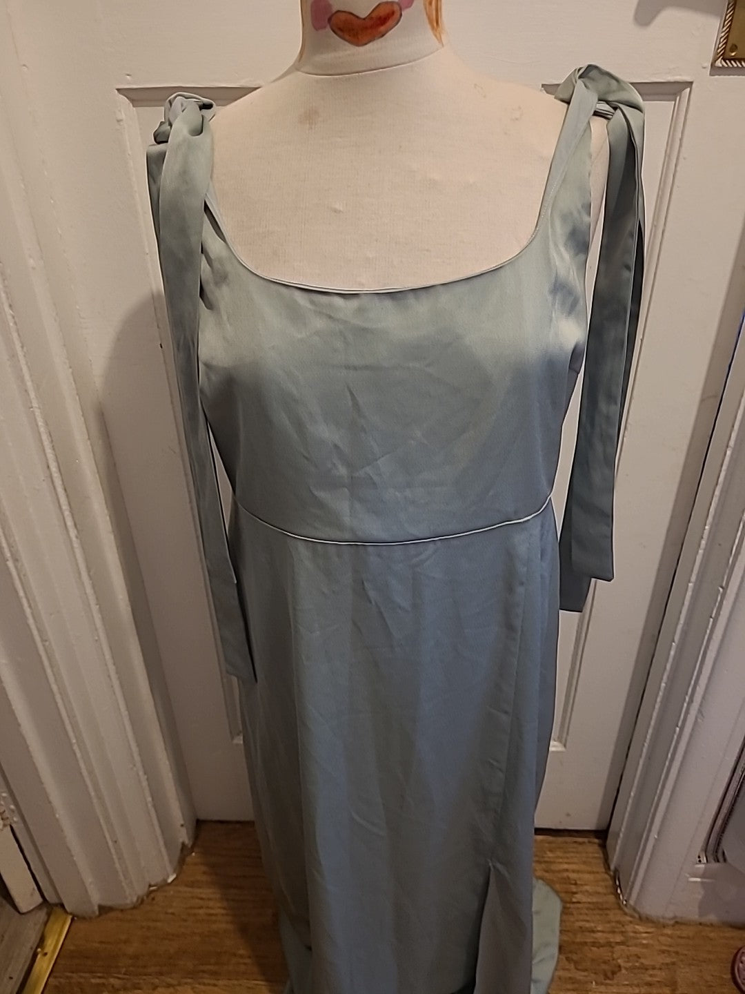 Ladies Oasis Size 14 Metallic Mint Sleeveless Long Length Dress