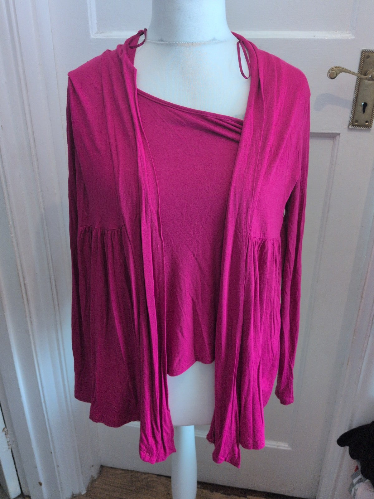 BHS 14 Dark Pink Long Sleeve Blouse