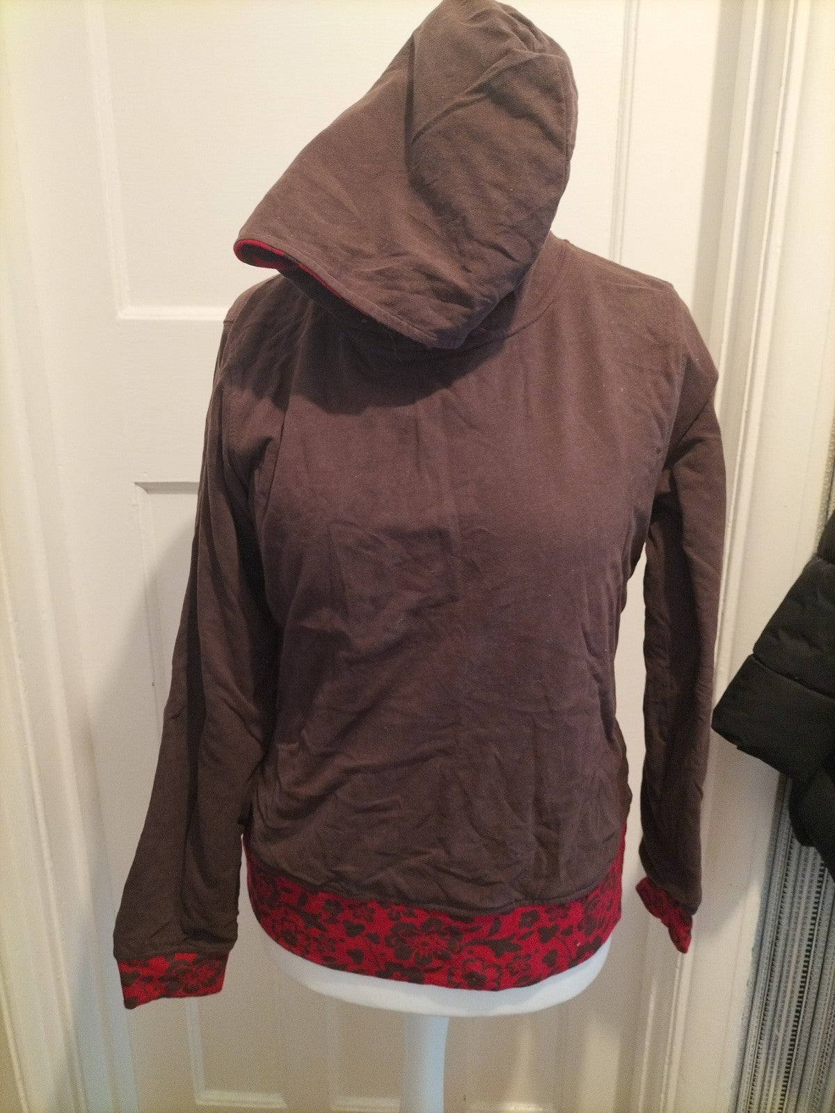 Ladies Size Large Brown Red Floral Reversible Hoodie