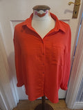 Ladies New Look Size 10 Red Long Sleeved Oversized Blouse