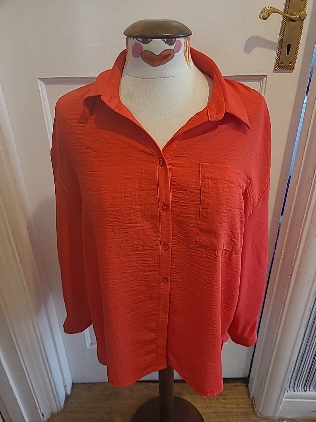 Ladies New Look Size 10 Red Long Sleeved Oversized Blouse