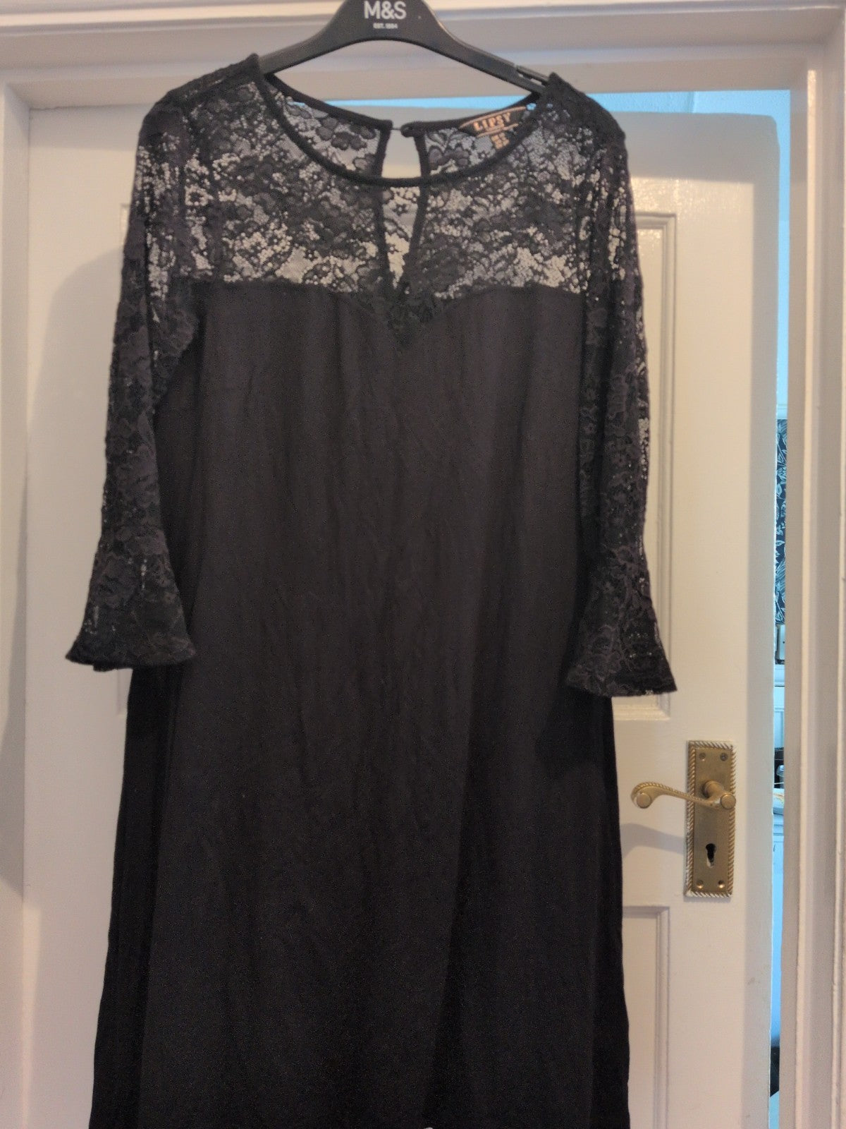 Lipsy London 10 Black Lacey Long Sleeve Dress