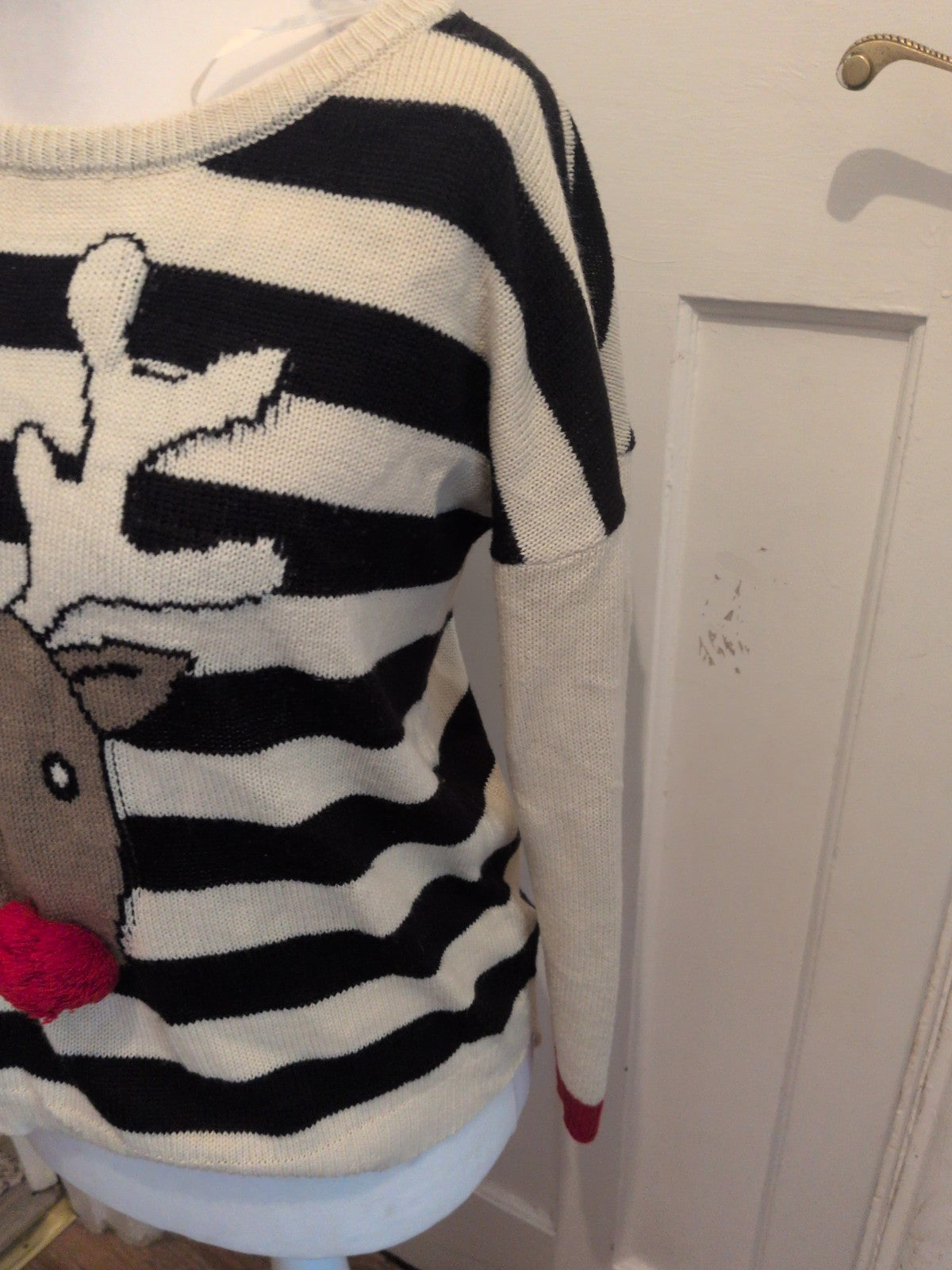 South 14 Striped Reindeer Pullover Jumper