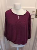 Soon 18 Purple Lined Long Sleeve Blouse Round Neck
