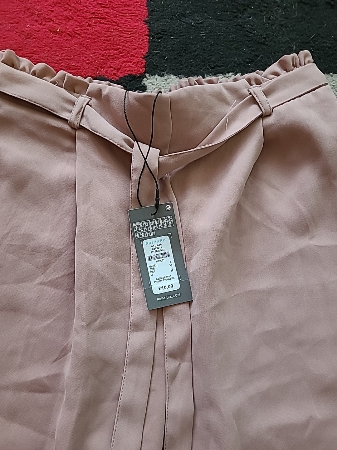 Brand New Ladies Primark Size 6 Nude Elasticated Belted Cropped Trousers