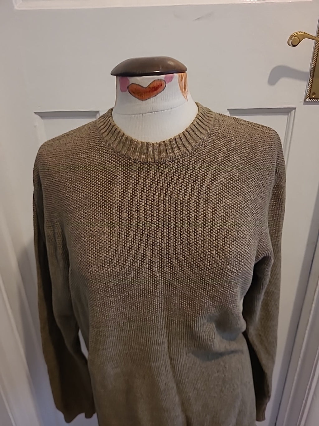 Mens Primark Size Medium Khaki Long Sleeved Pullover Jumper
