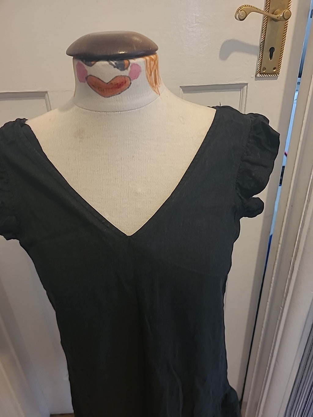 Ladies Next Size 8 Black Flowy Black Wide Neck Dress