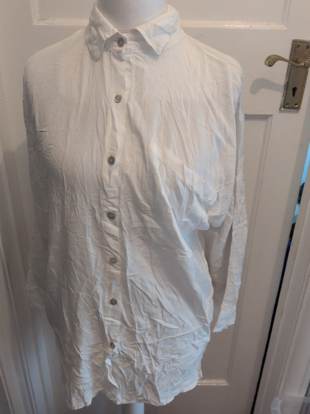 One Size Cream Long Sleeve Shirt Possibly Nightwear