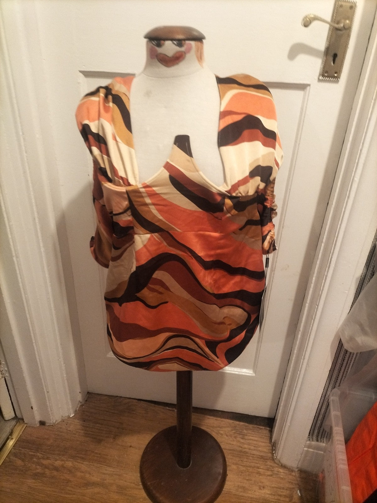 Brand New Ladies Prettylittlething Size 12 Abtract Print Underbust Detail...