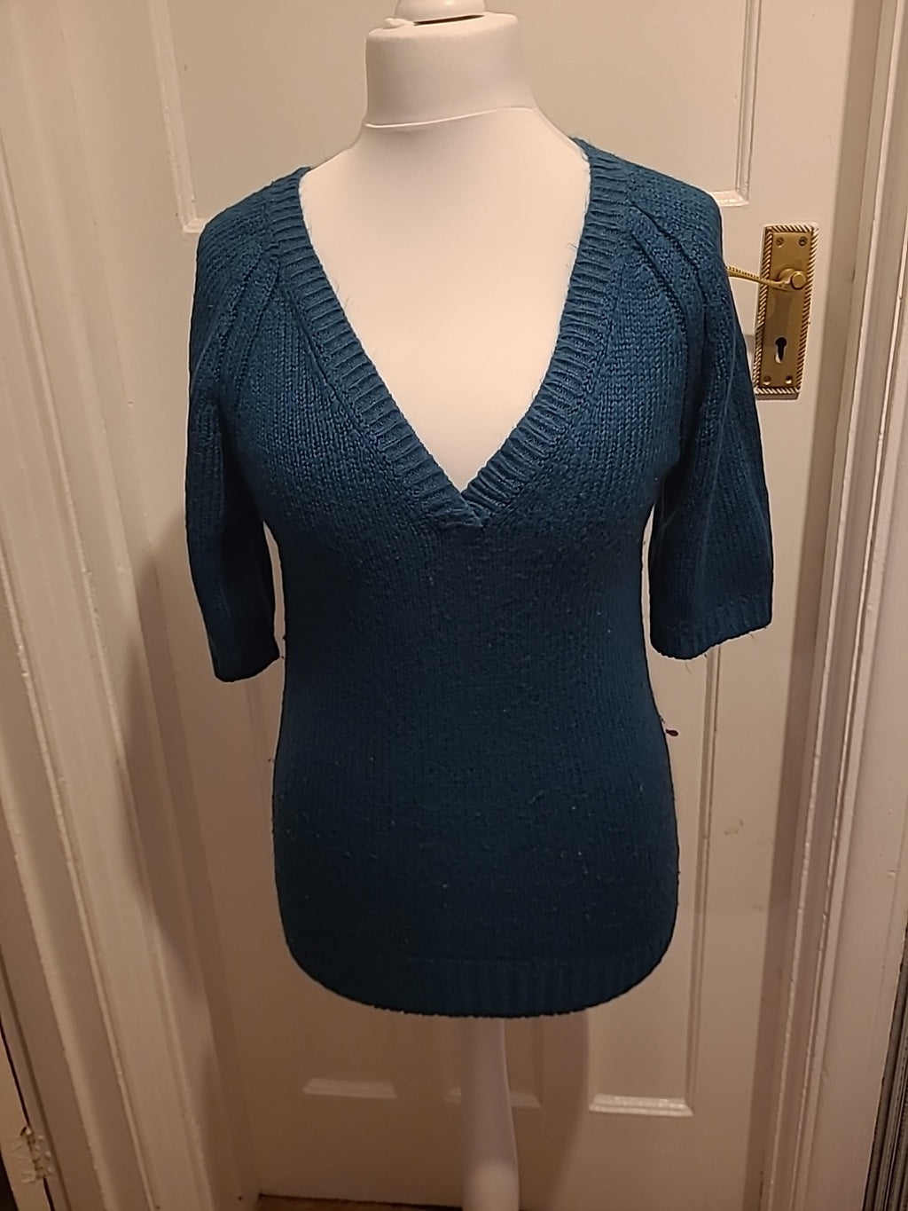 Ladies E-Vie Size 10-12 Deep Teal Short Sleeved Pullover Jumper