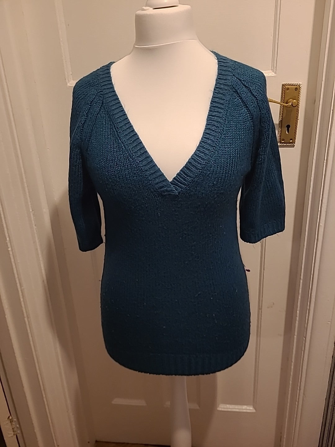 Ladies E-Vie Size 10-12 Deep Teal Short Sleeved Pullover Jumper