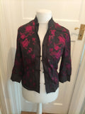 Monsoon 10 Purple And Black Floral Long Sleeve Blouse