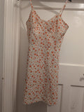 Shein Small Cream Orange And Yellow Flower Sleeveless Knee Length Dress