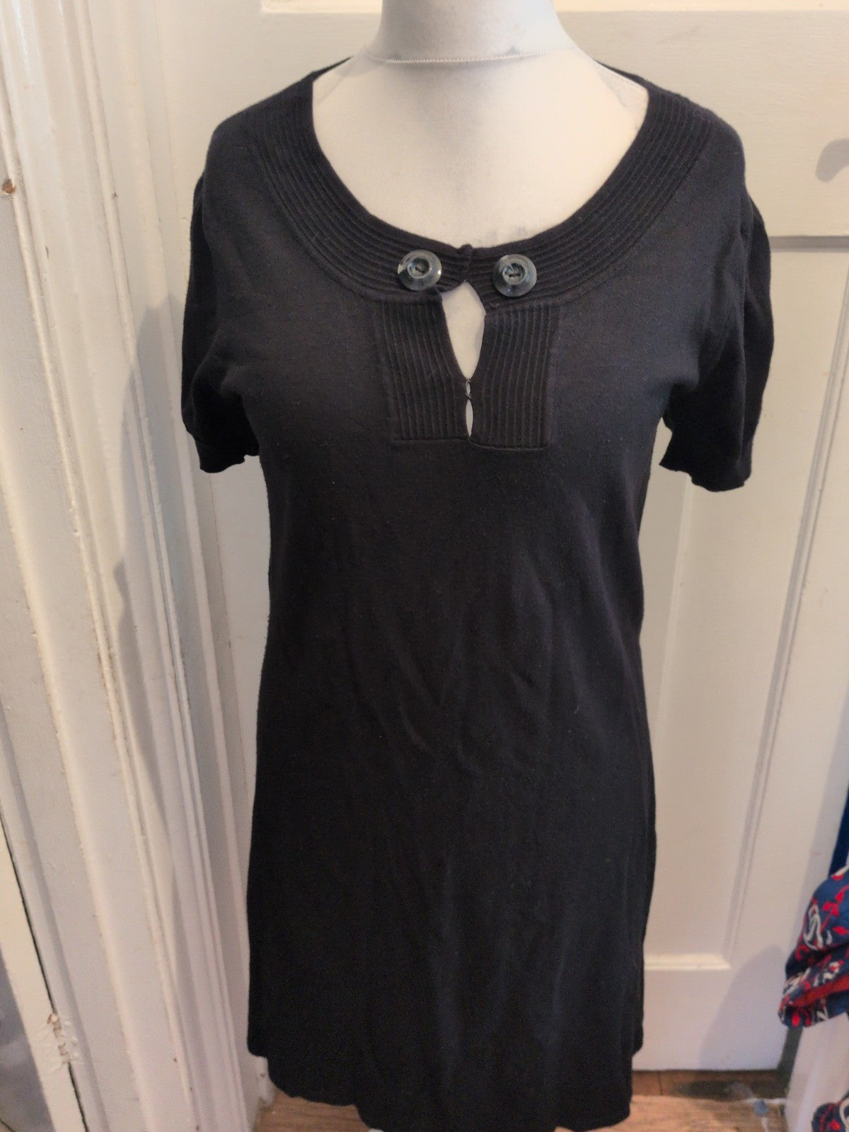 Ladies Dorothy Perkins 16 Black Short Sleeve Jumper Dress