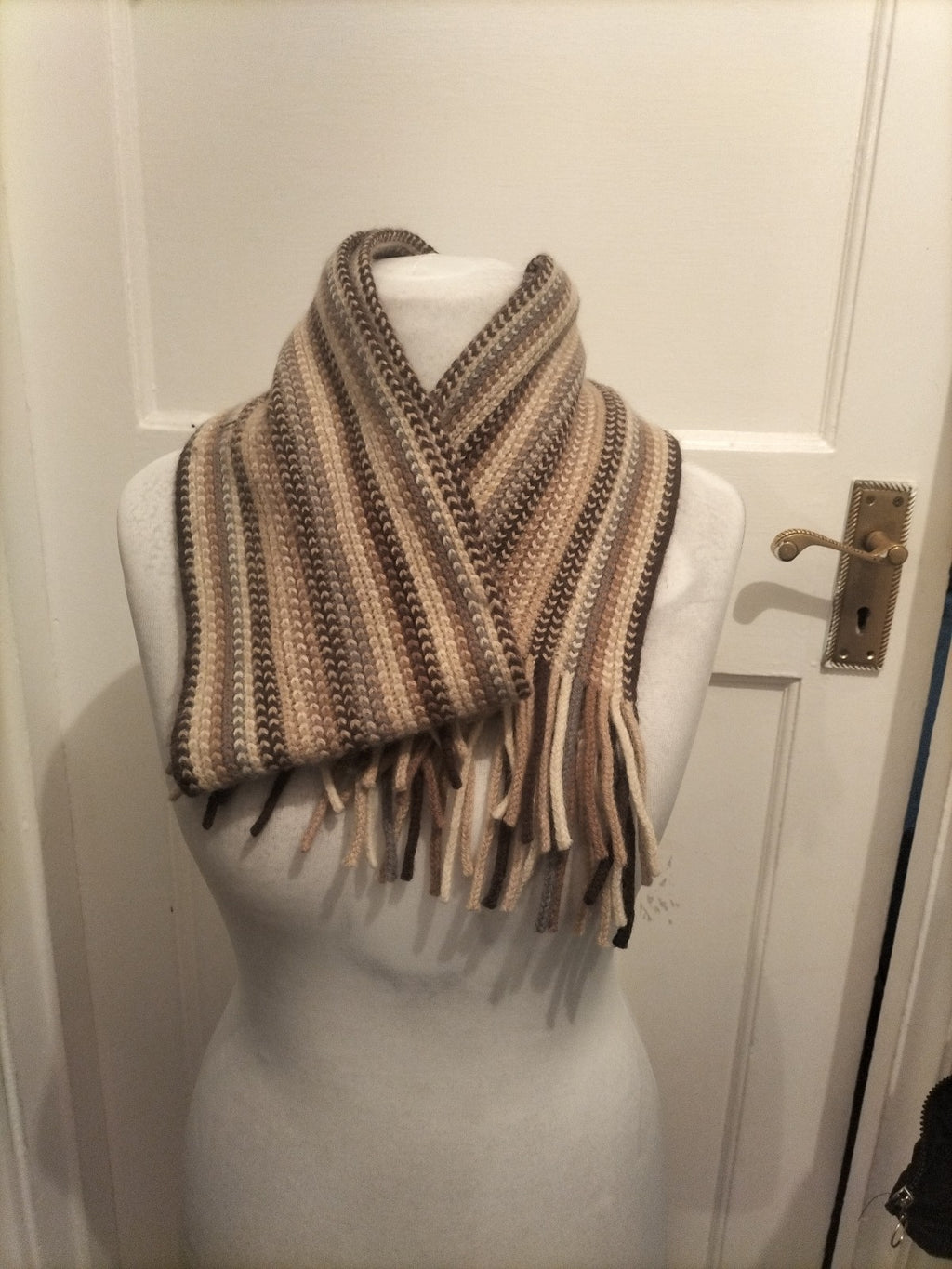 Mens Knitted Beige Toned Scarf