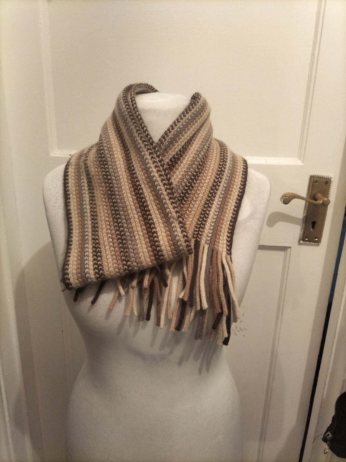 Mens Knitted Beige Toned Scarf