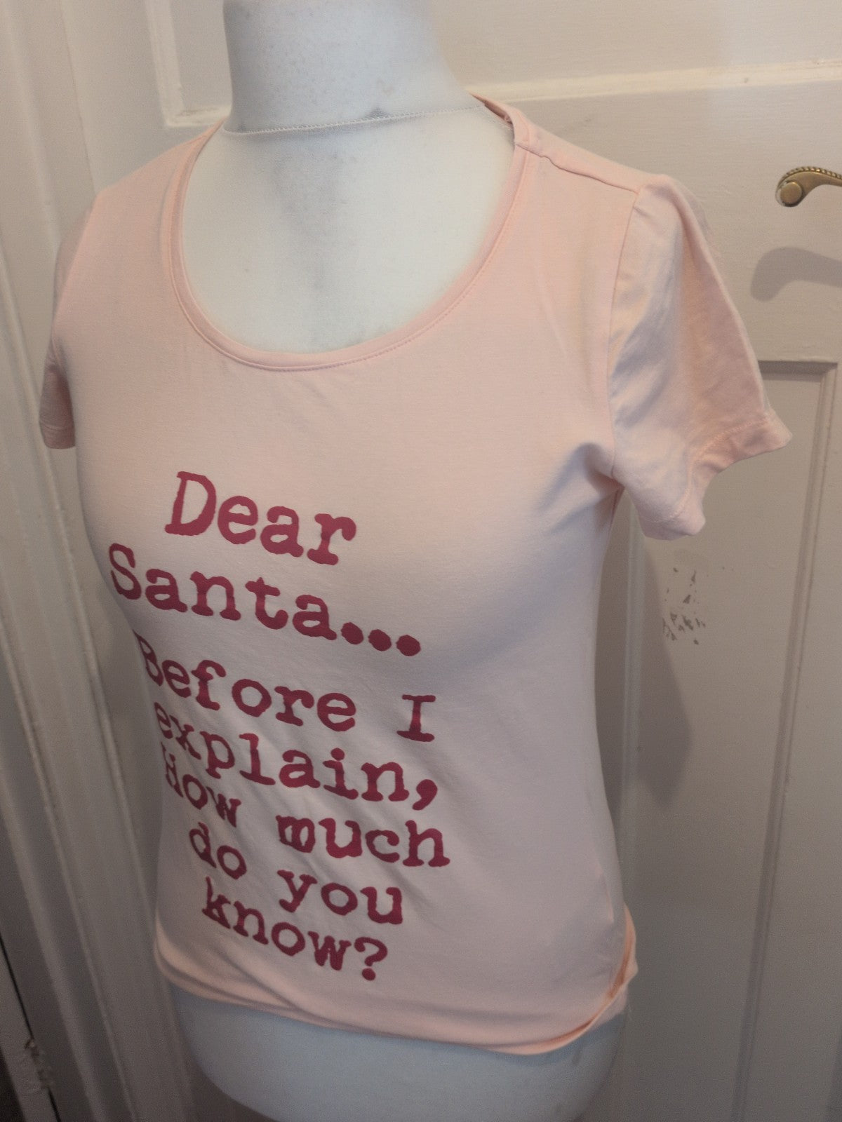Esmara 12-14 Pink Santa Print Short Sleeve Pyjama Top
