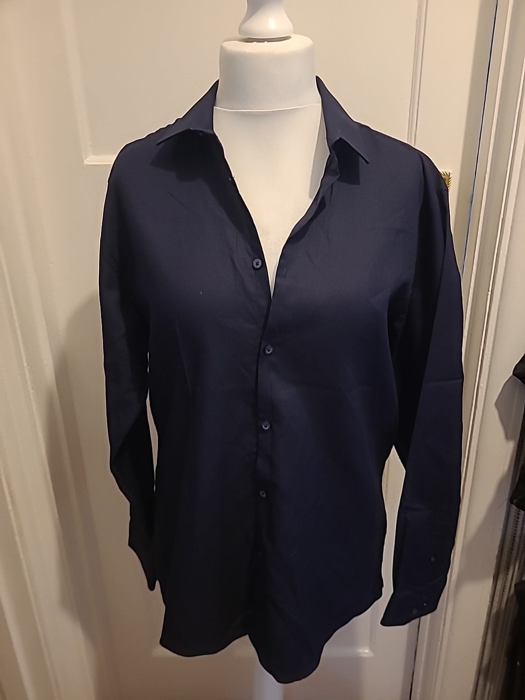 Mens Primark Size 16.5" Dark Navy Slim Fit Long Sleeved Shirt