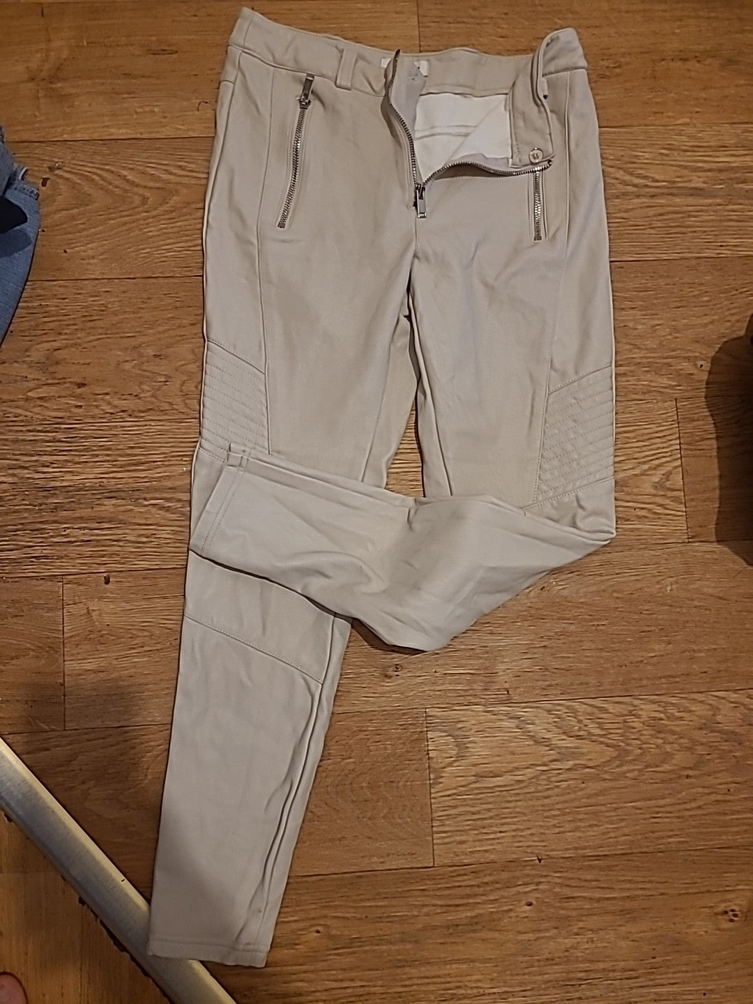 Ladies Topshop Size 10 Cream Pleather Skinny Trousers