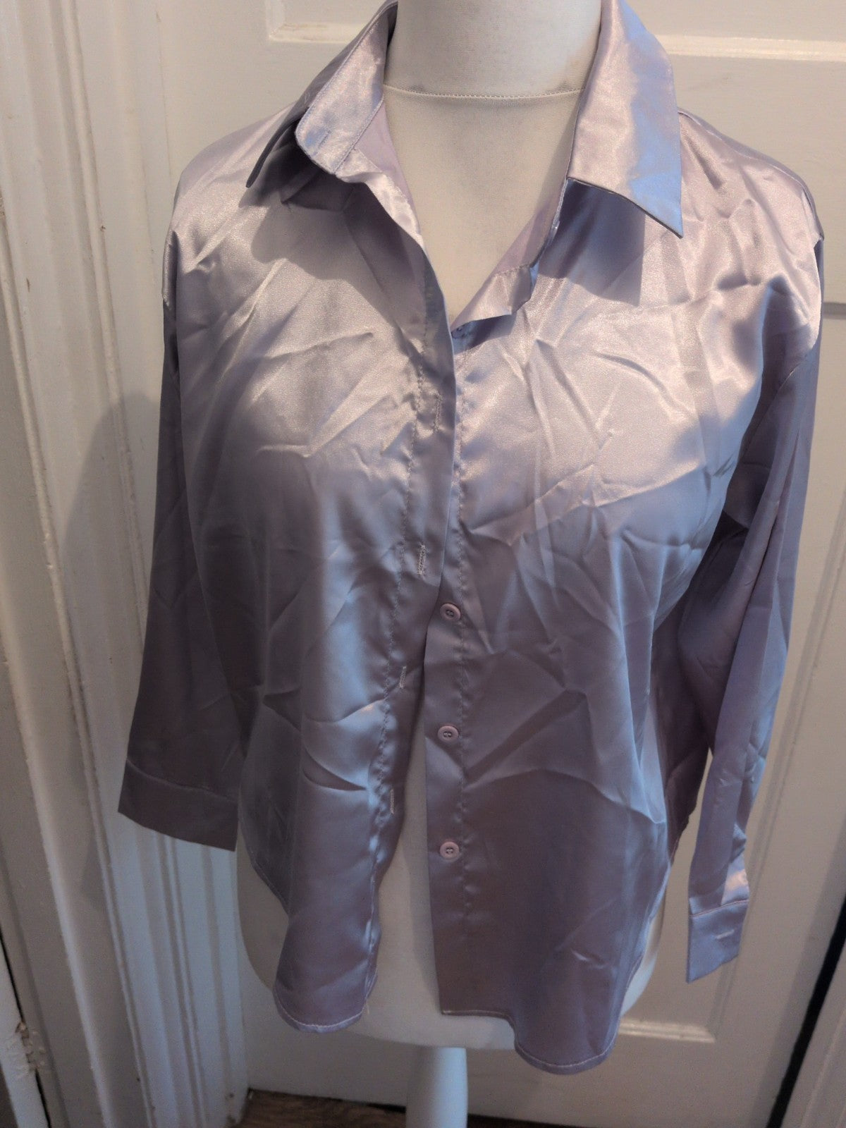 Small Silver Buttoned Long Sleeve Pyjama Top