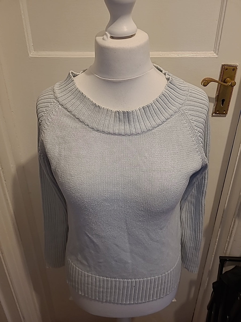 Ladies Canda Size Medium Pale Blue Ribbed Jumper