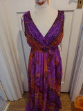 Ladies Double Decker Size Large Purple Lined Flowy Dress Elasticated Waist