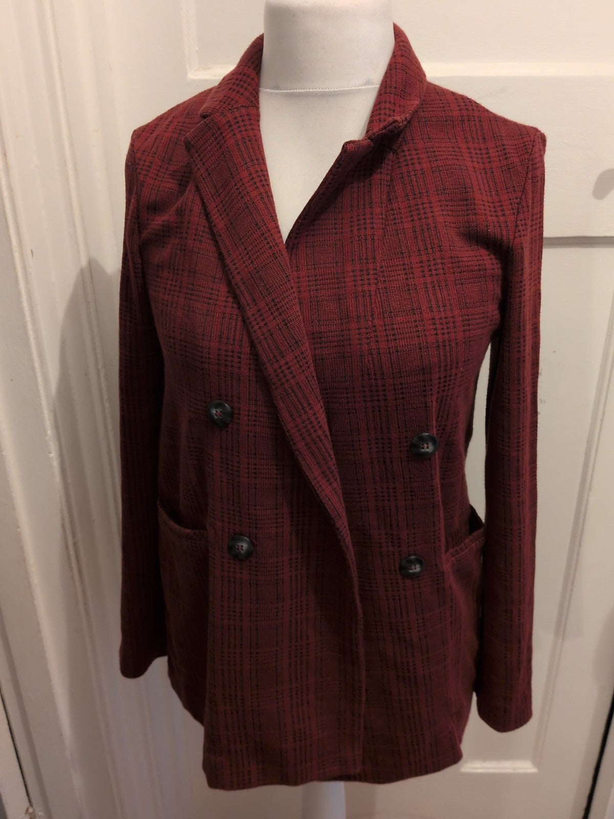 Topshop 8 Burgundy And Black Buttoned Jacket