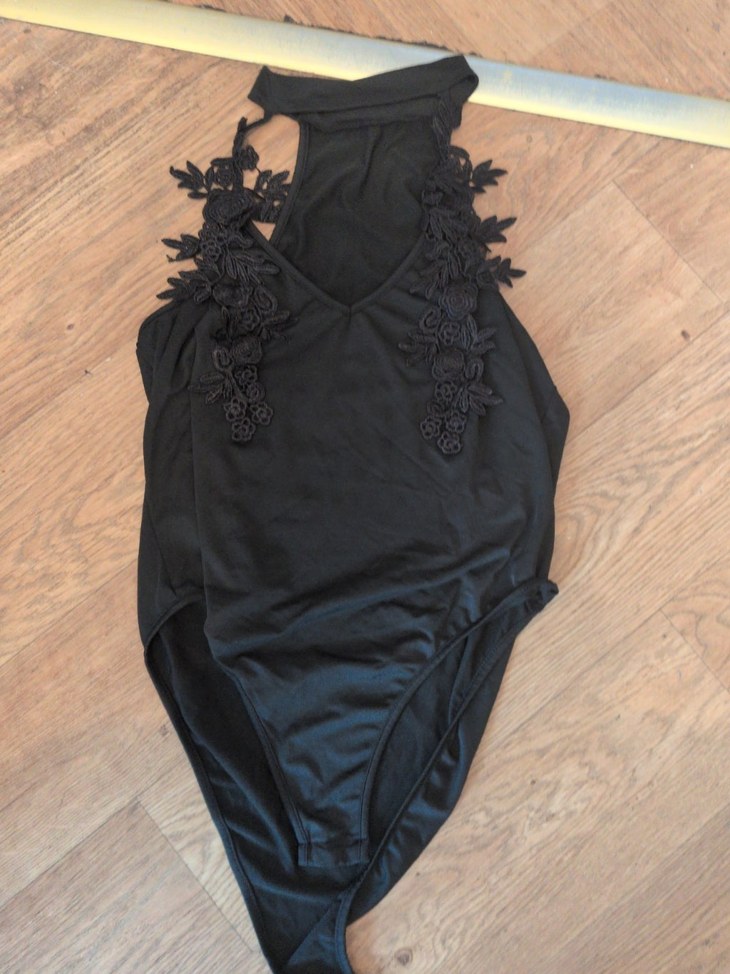 Shein XL Black Choker Neck Bodysuit