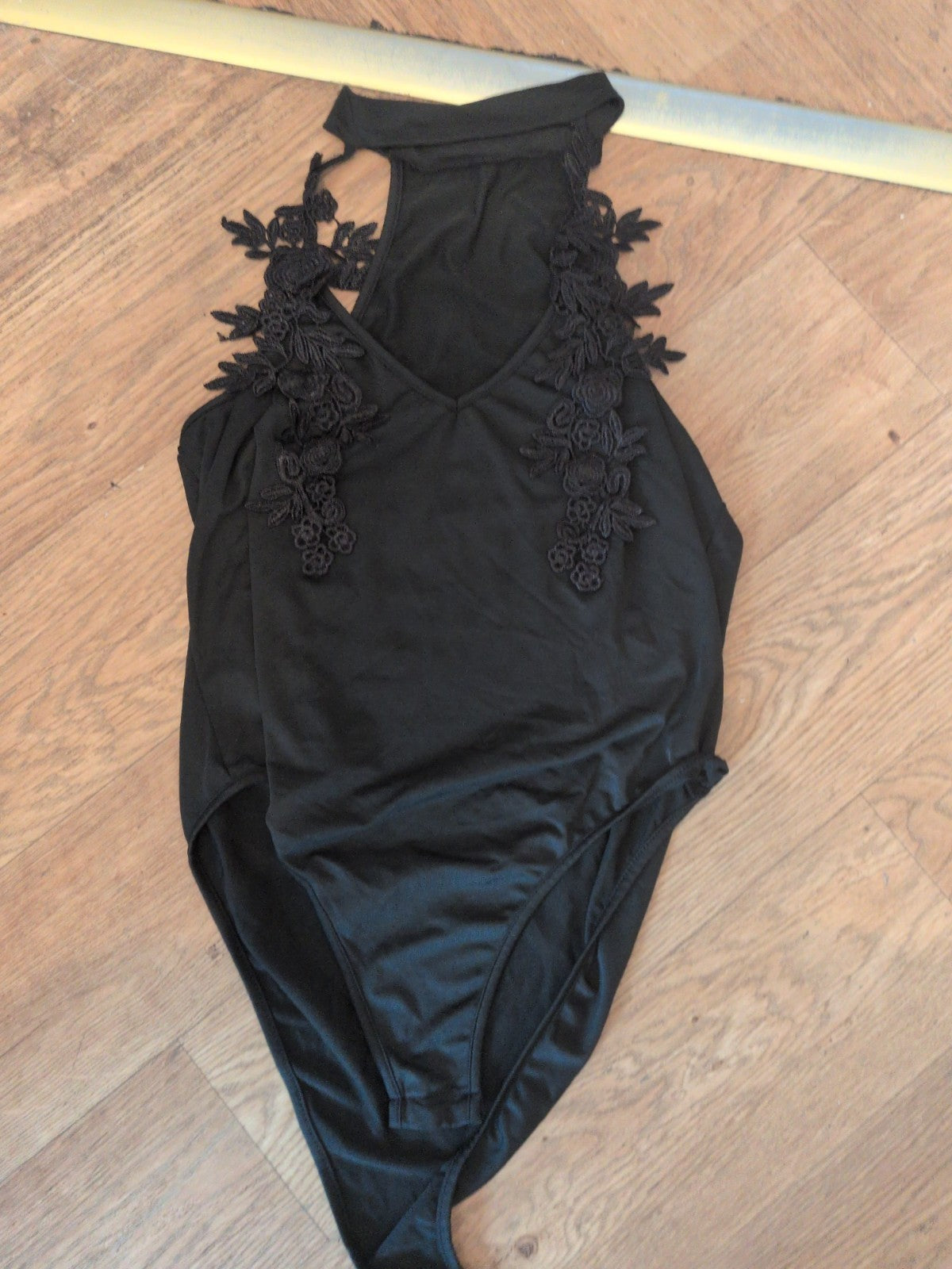 Shein XL Black Choker Neck Bodysuit