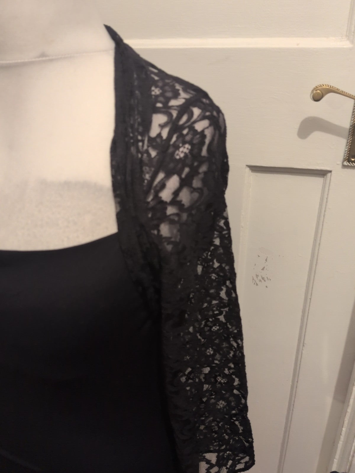 Autograph Medium Black With Lace Long Sleeve Dress