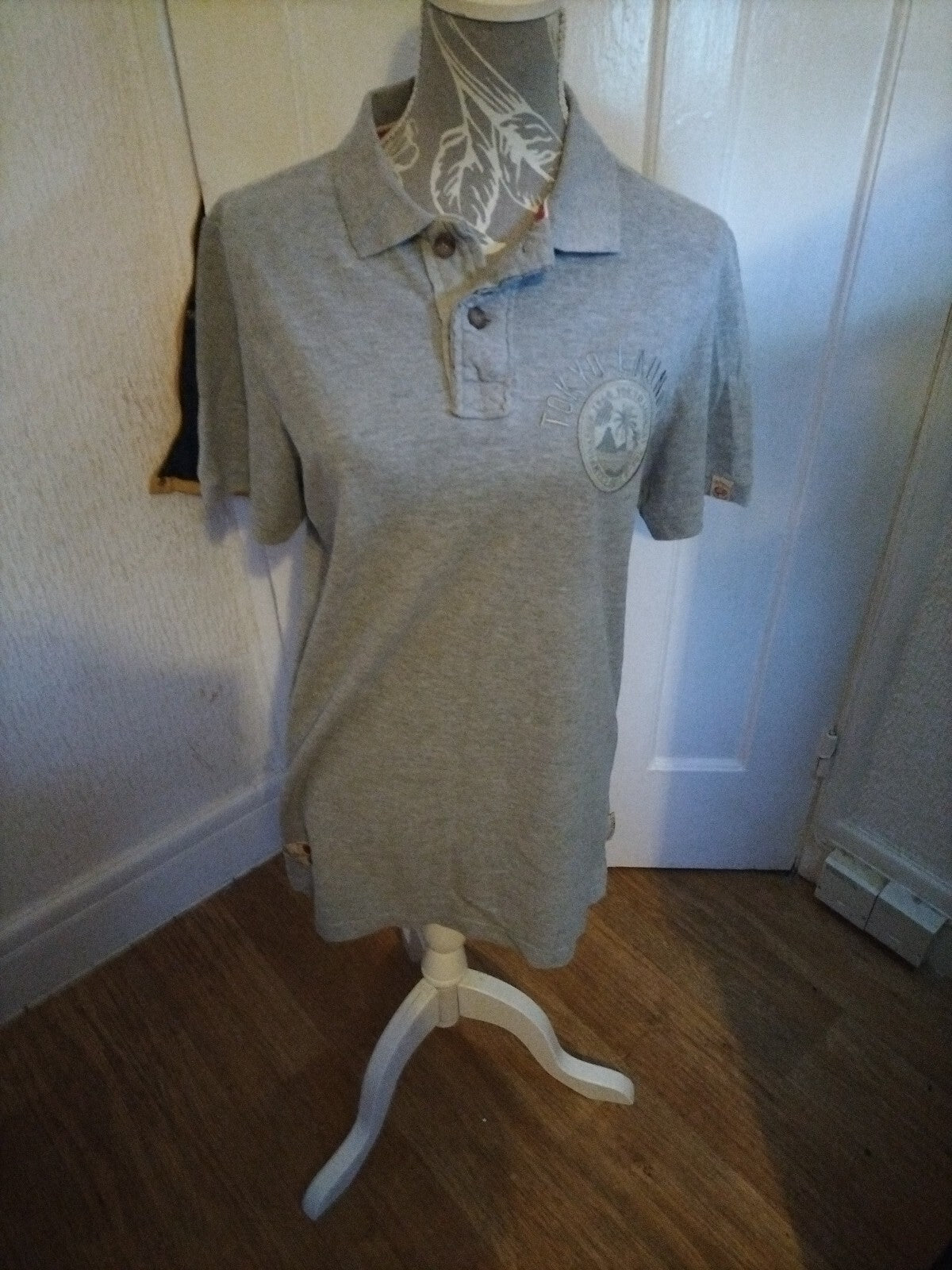 Mens Tokyo Size Medium Grey Short Sleeved Polo