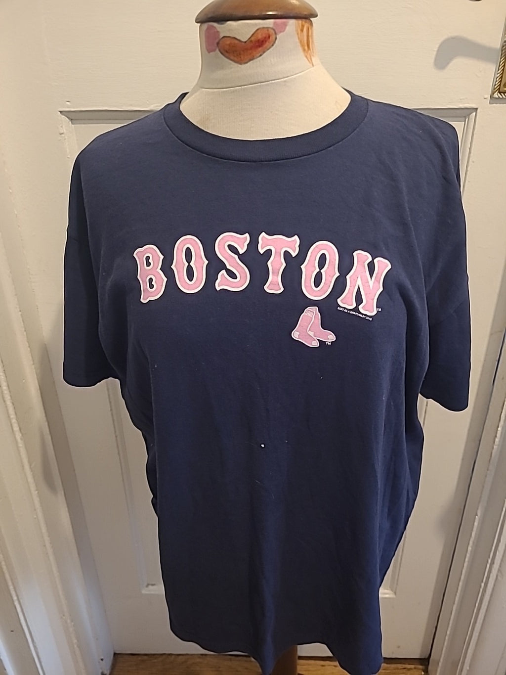 Ladies Delta Size Large Navy Boston Short Sleeved Tshirt