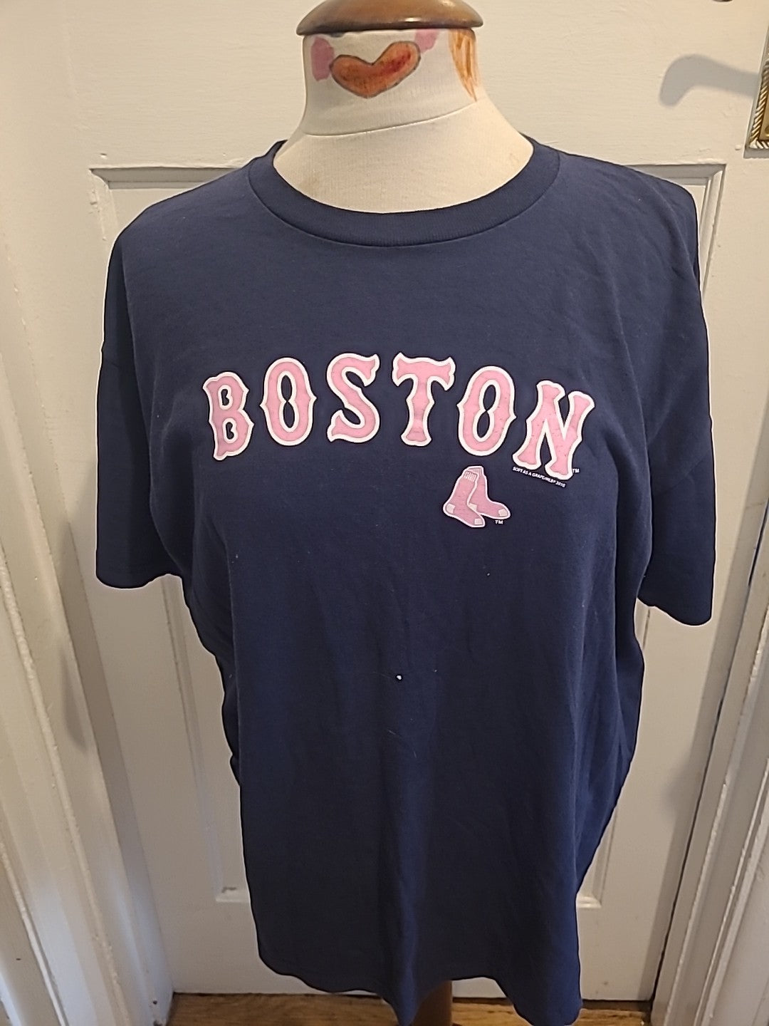 Ladies Delta Size Large Navy Boston Short Sleeved Tshirt