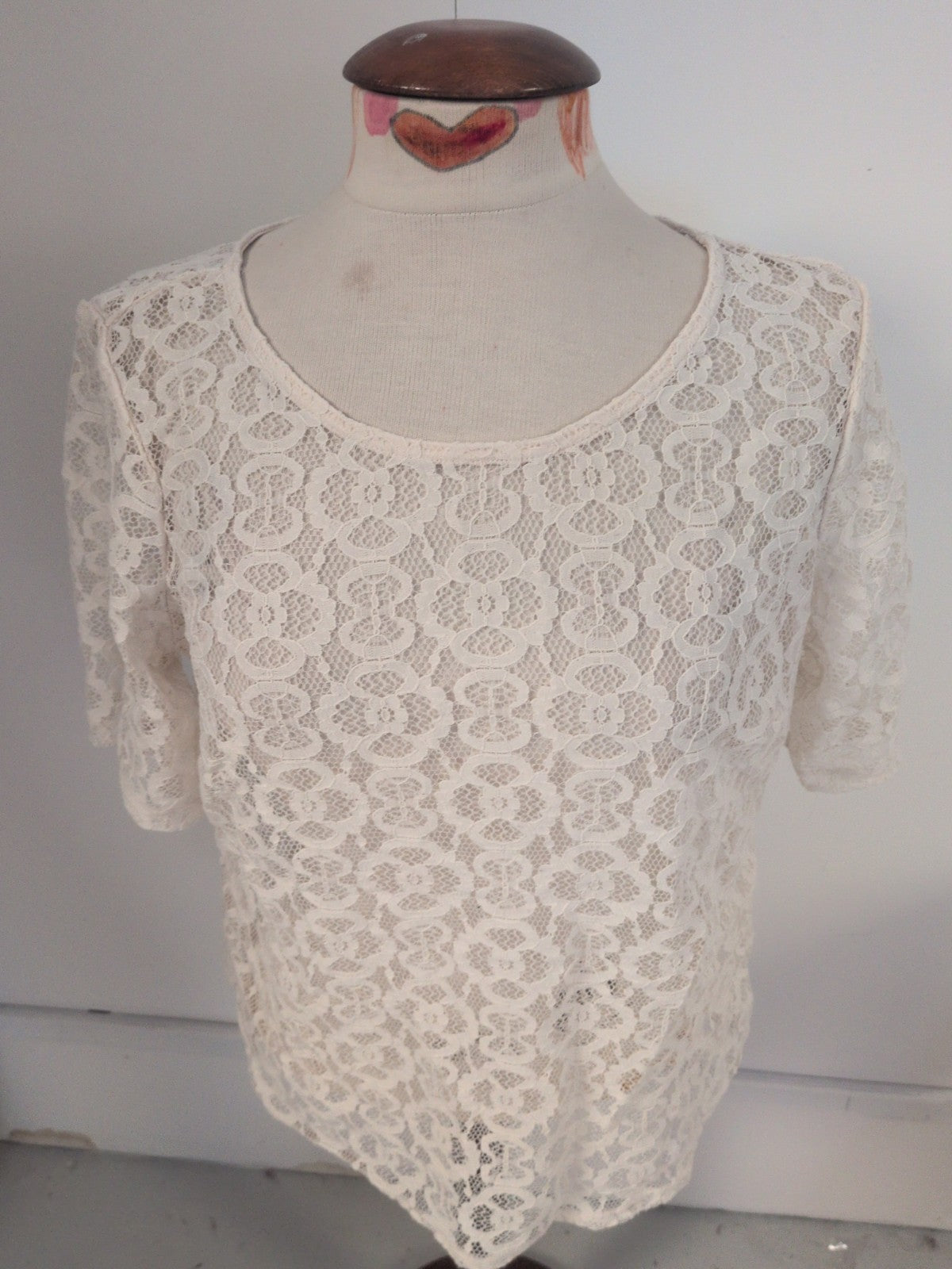 George 18 Ivory Short Sleeve See Through Blouse