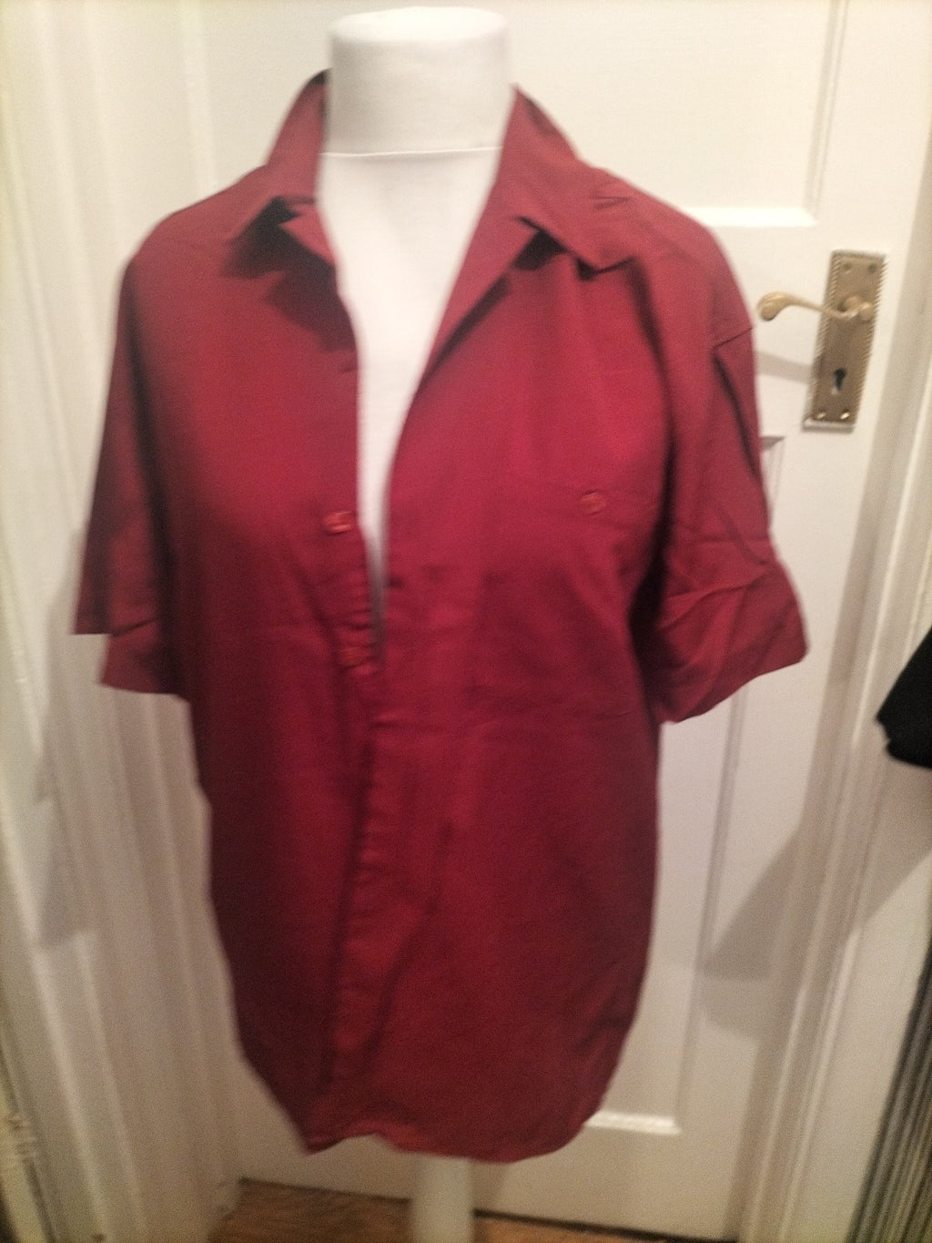 Mens Primark Size Large Burgundy Short Sleeved Shirt