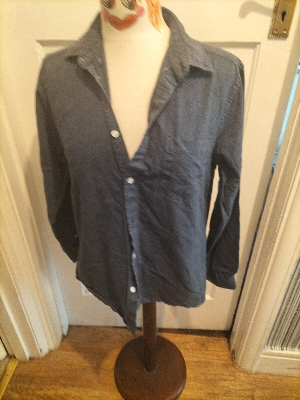Mens Primark Medium Slim Fit Navy Long Sleeved Shirt