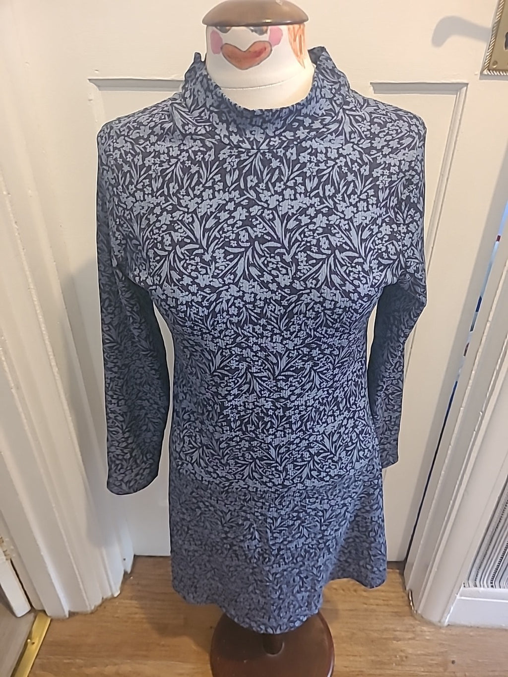 Ladies George Size 10 Two Tone Blue Long Sleeve Dress