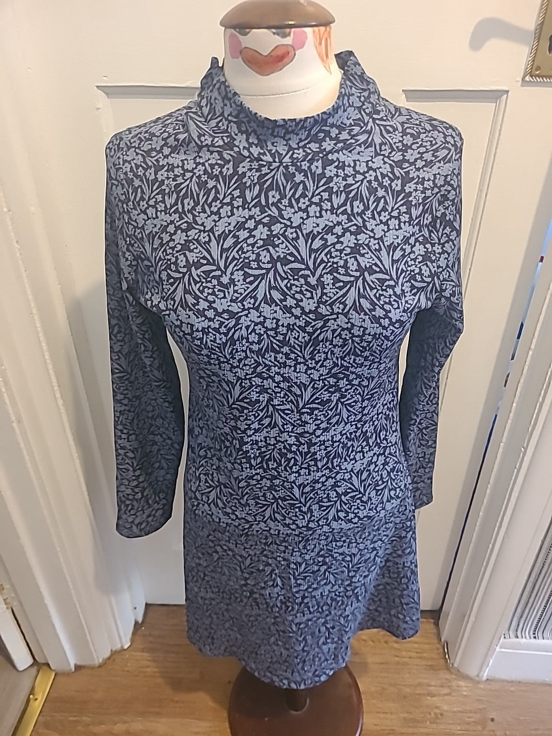 Ladies George Size 10 Two Tone Blue Long Sleeve Dress