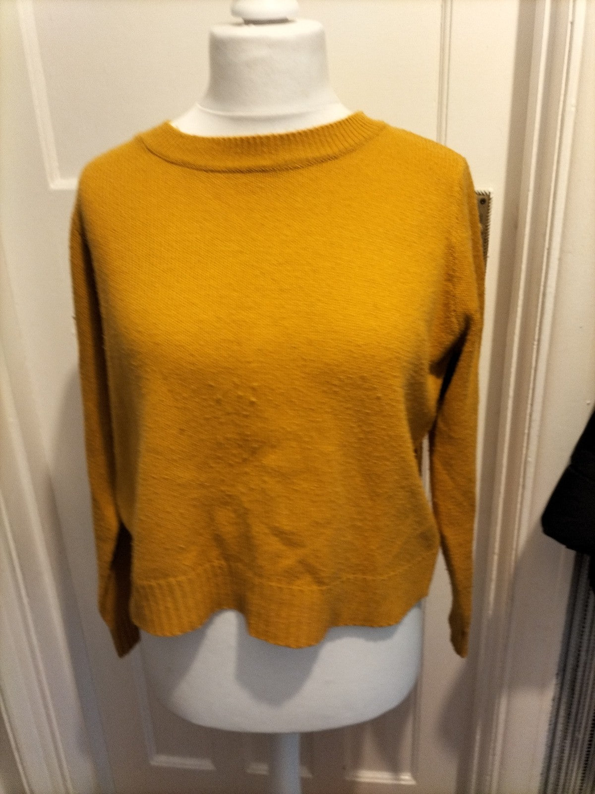 Ladies Divided Size M Mustard Long Sleeved Jumper Bobbling