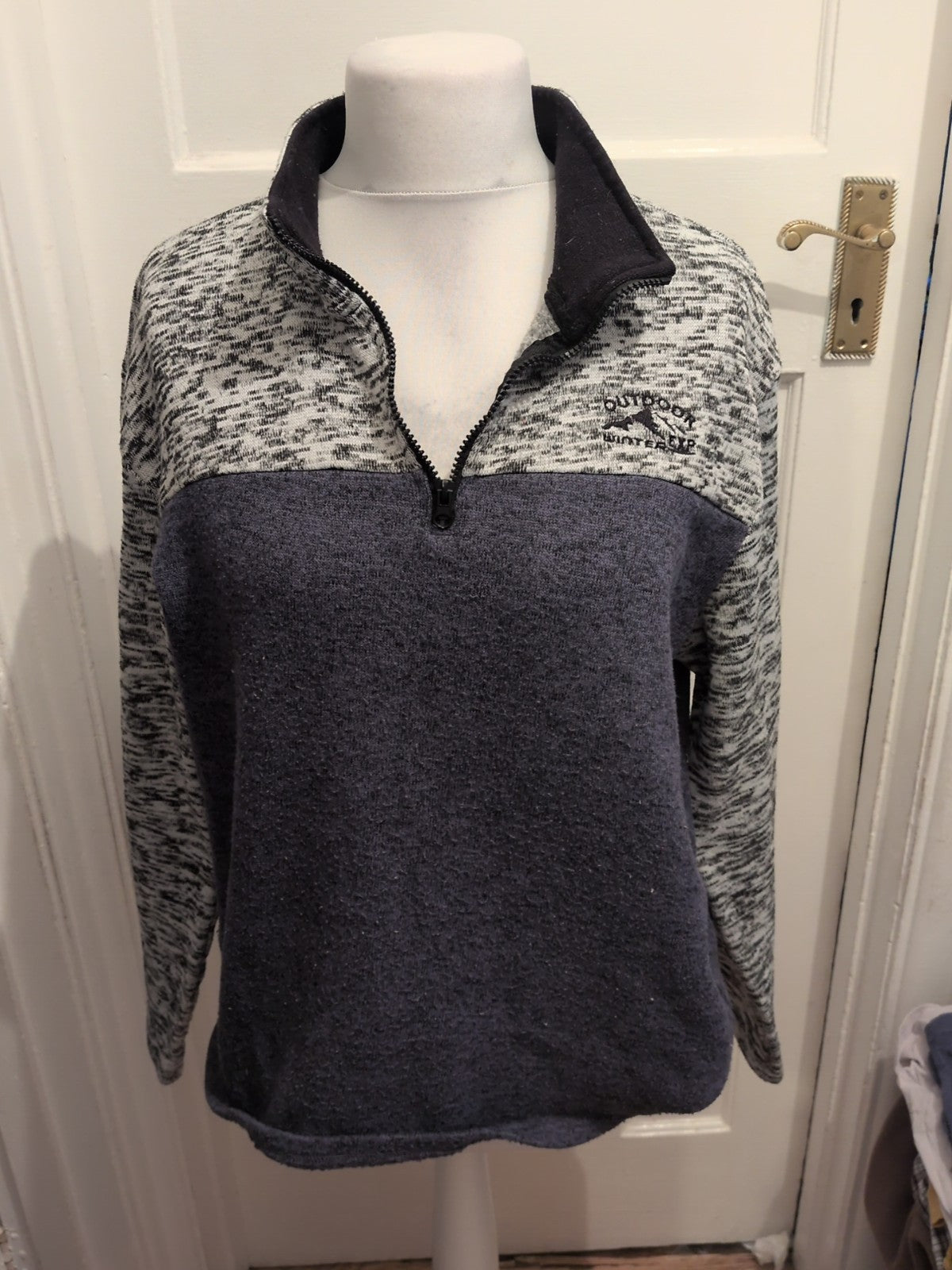 Mens Atalaformen 2XL Navy White Black Fleck Long Sleeve Junper
