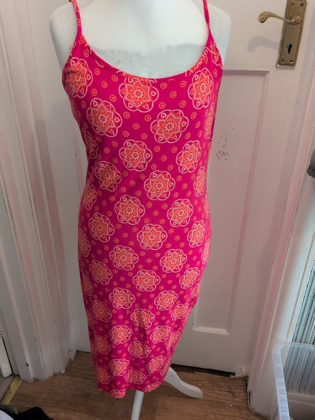 George 14 Pink Red Orange White Sleeveless Dress