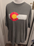 Us Vintage 2XL Grey Print Short Sleeve T-shirt Cracking
