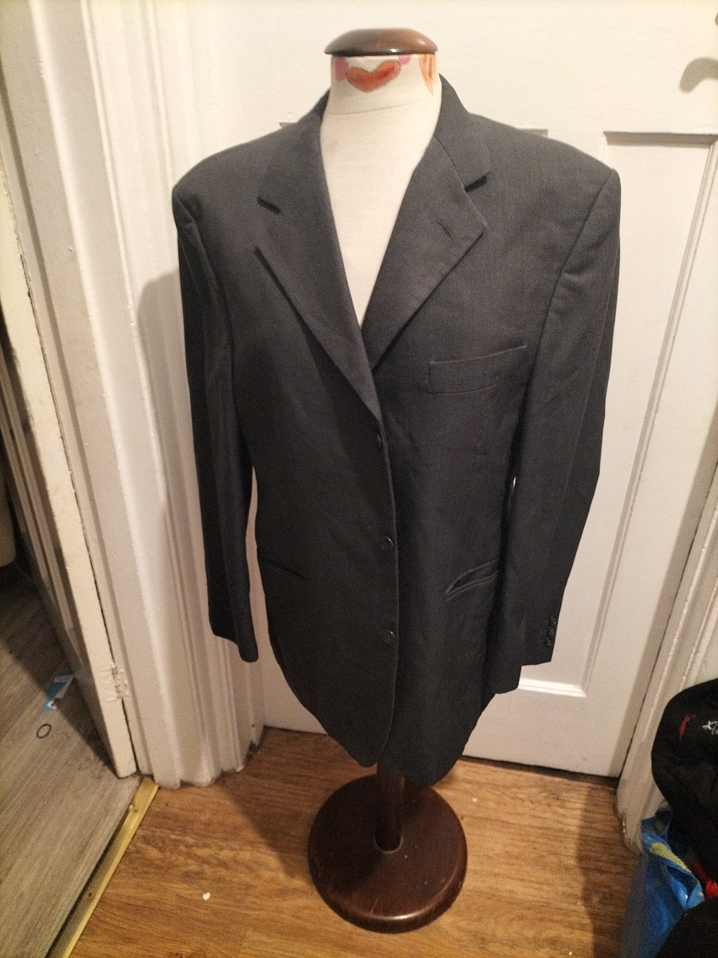Mens Pinstripe Size 42" Navy Lined Padded Blazer