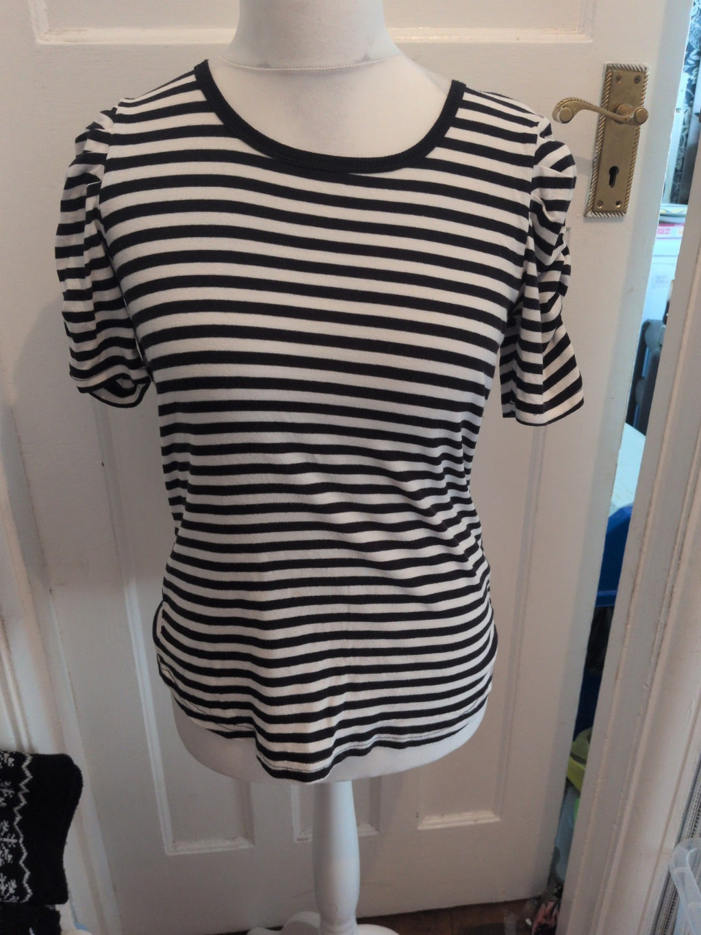 Evie Maternity 12 Navy Stripe Short Sleeve T-shirt