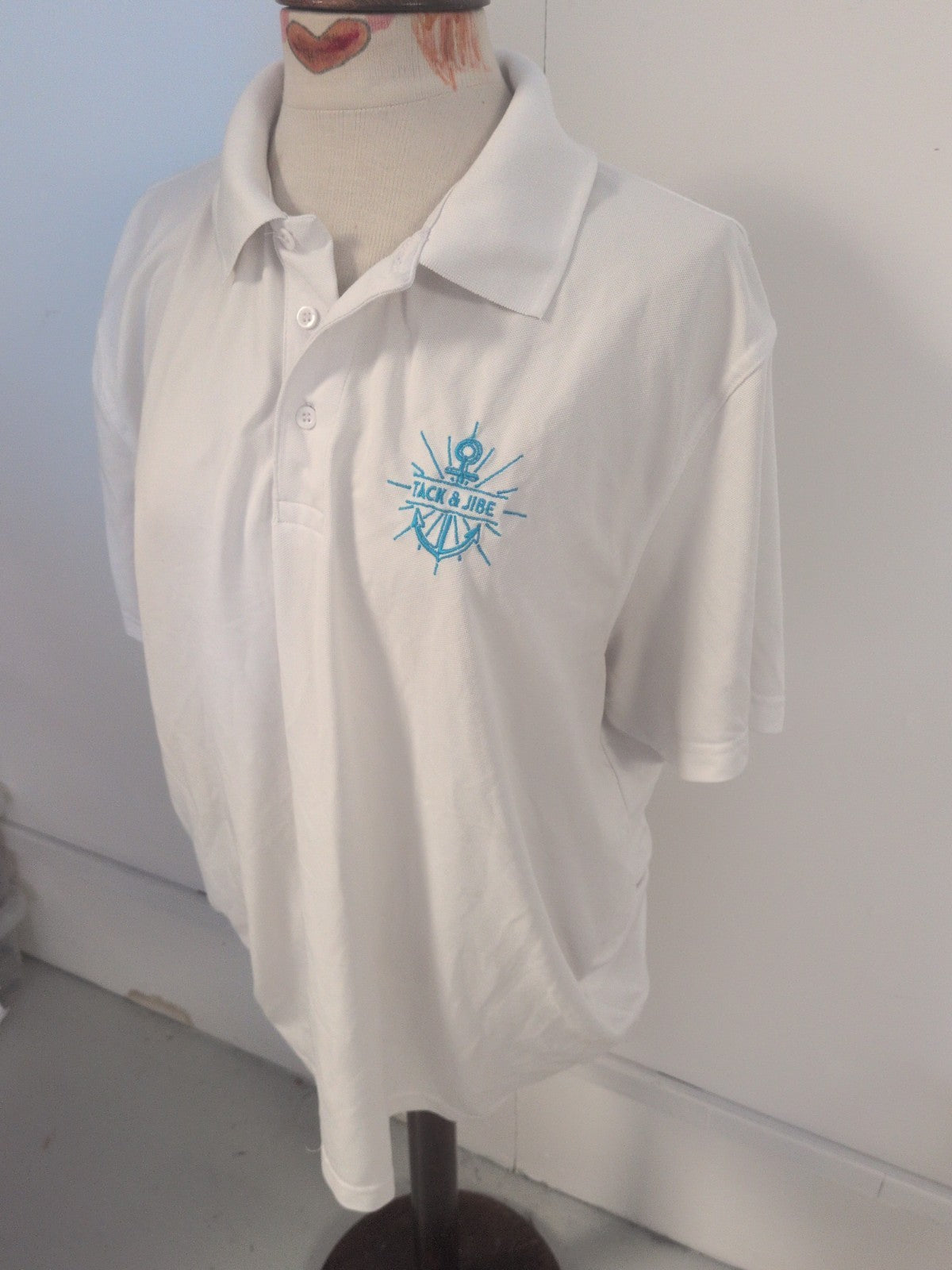 Uneek 2XL White With Blue Short Sleeve Polo Shirt