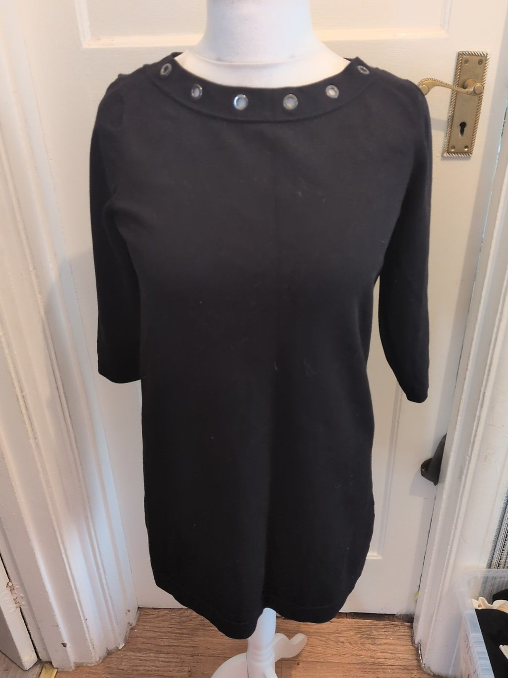 Ladies Phase Eight Size 10 Black Pattern Neck Half Sleeved Maxi Dress